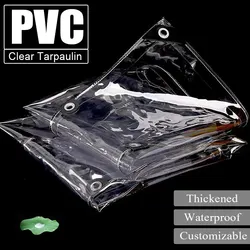 Customizable PVC Clear Tarpaulin Outdoor Rainproof Sail Thickened Transparent Canvas Yard Raincover Garden Tarpaulin Rain Awning