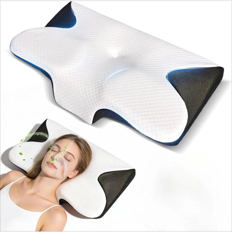 Cervical Pillow, Contoured Memory Foam Pillow, Double-sided Neck Support Pillow, Suitable for Back and Belly Sleepers