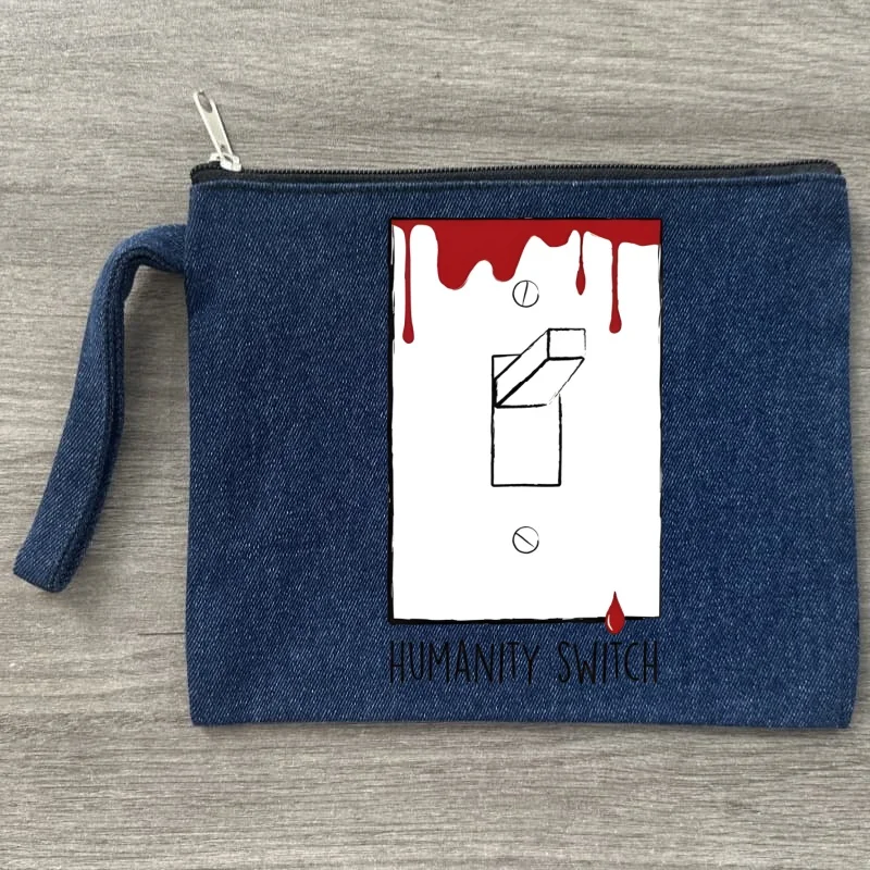 

Damon Salvatore The Vampire Diaries Ian Somerhalder Women Canvas Denim Cosmetic Bag Organizer Print Women Zipper Sundries