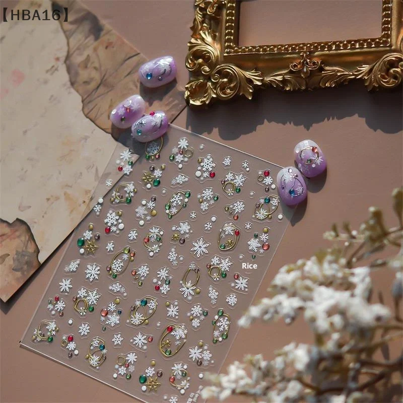 [[HBA16] لطيف ملون البولكا نقطة الثلج مسمار الفن ملصقات النساء مسمار الفن طباعة تنقش ملصقات احتفالية مسمار ديكور