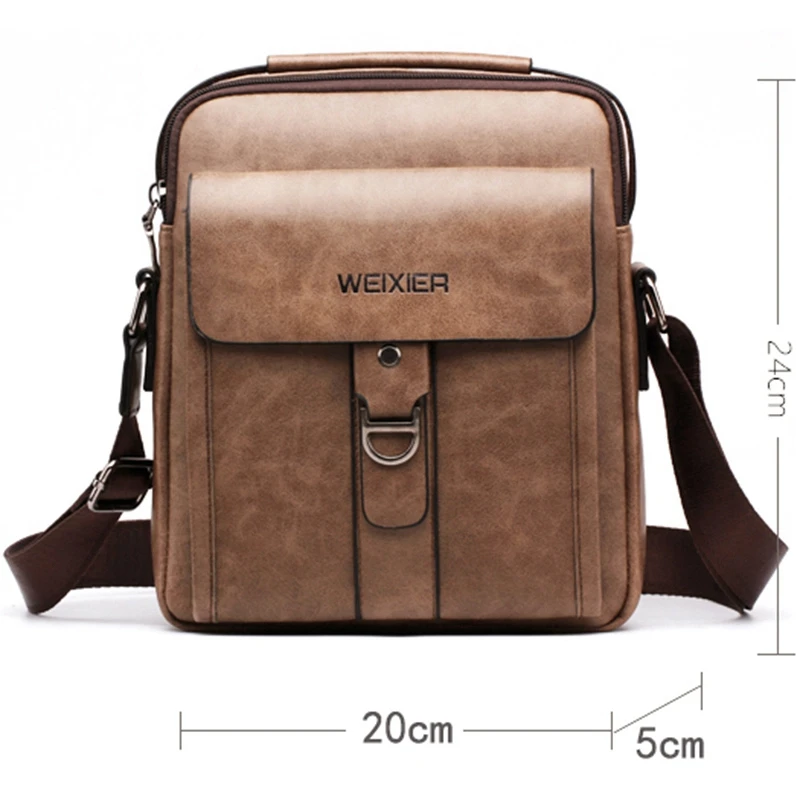 Weixier-Bolsas mensageiro de couro PU para homens, bolsa de ombro com zíper casual, nova moda