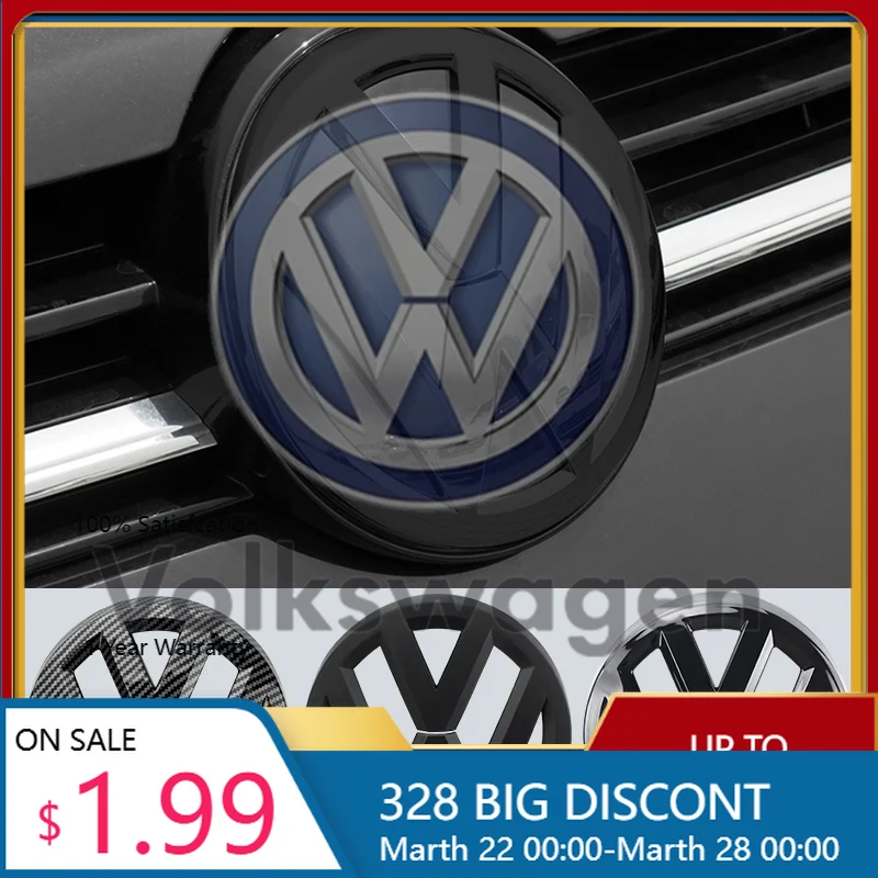 

For VW VOLKSWAGEN New 2Pcs Car Front Grill Badge Replacement Emblem Car Logo Stickers For Volkswagen VW Golf 5 MK5 GTI 129mm X 1