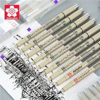 Sakura Pigment Liner Pen Set Waterproof Professional Manga Artist Fineliner Micron Design Needle Hard Soft Brush Marker Porous