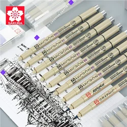 Sakura Pigment Liner Pen Set Waterproof Professional Manga Artist Fineliner Micron Design Needle Hard Soft Brush Marker Porous