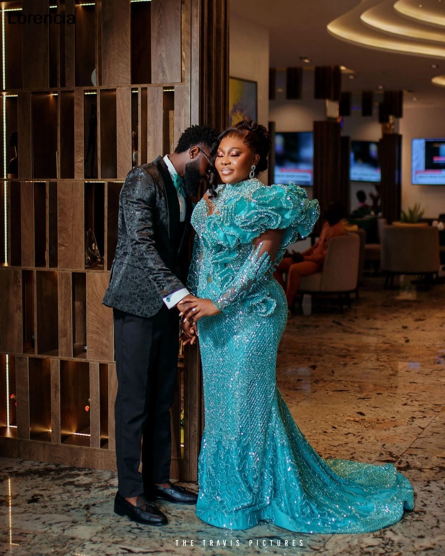 Maßgeschneidertes elegantes grünes arabisches Abendkleid Aso Ebi Kristall Perlen Frauen Langarm Hochzeitskleid Geburtstagskleid YPD232