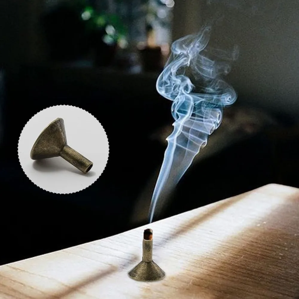 100pcs Alloy Incense Cone Tray Funnel Shape 1in Incense Cone Holder Mini Size Backflow Design Backflow Incense Rack Home Office
