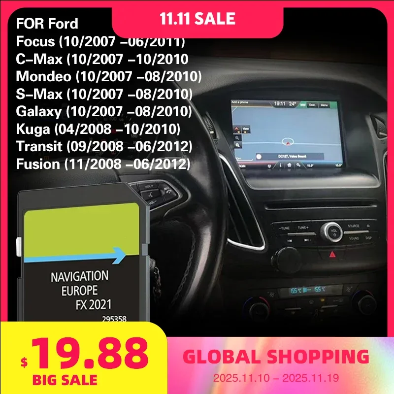 

FX 2021 Focus Max Europe Update Data for Ford Kuga Nav Sd Card Europe Map