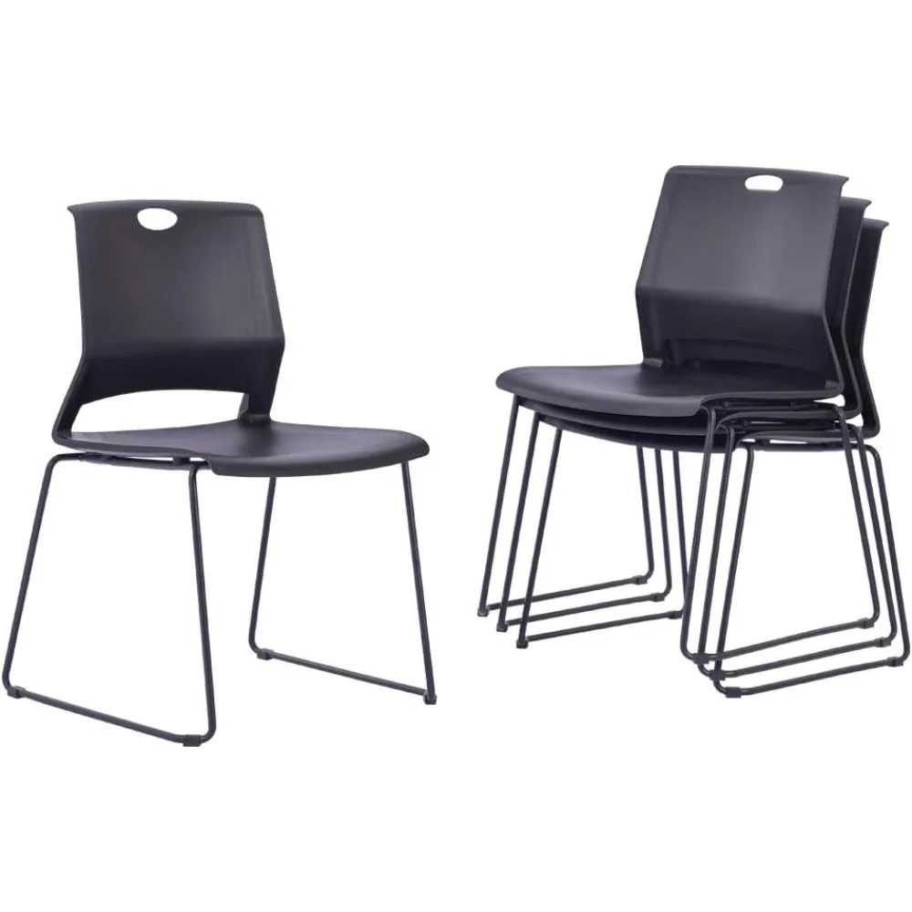 

Stacking Chairs Stackable Waiting Room Chairs Conference Room Chairs-Black (Set of 4)