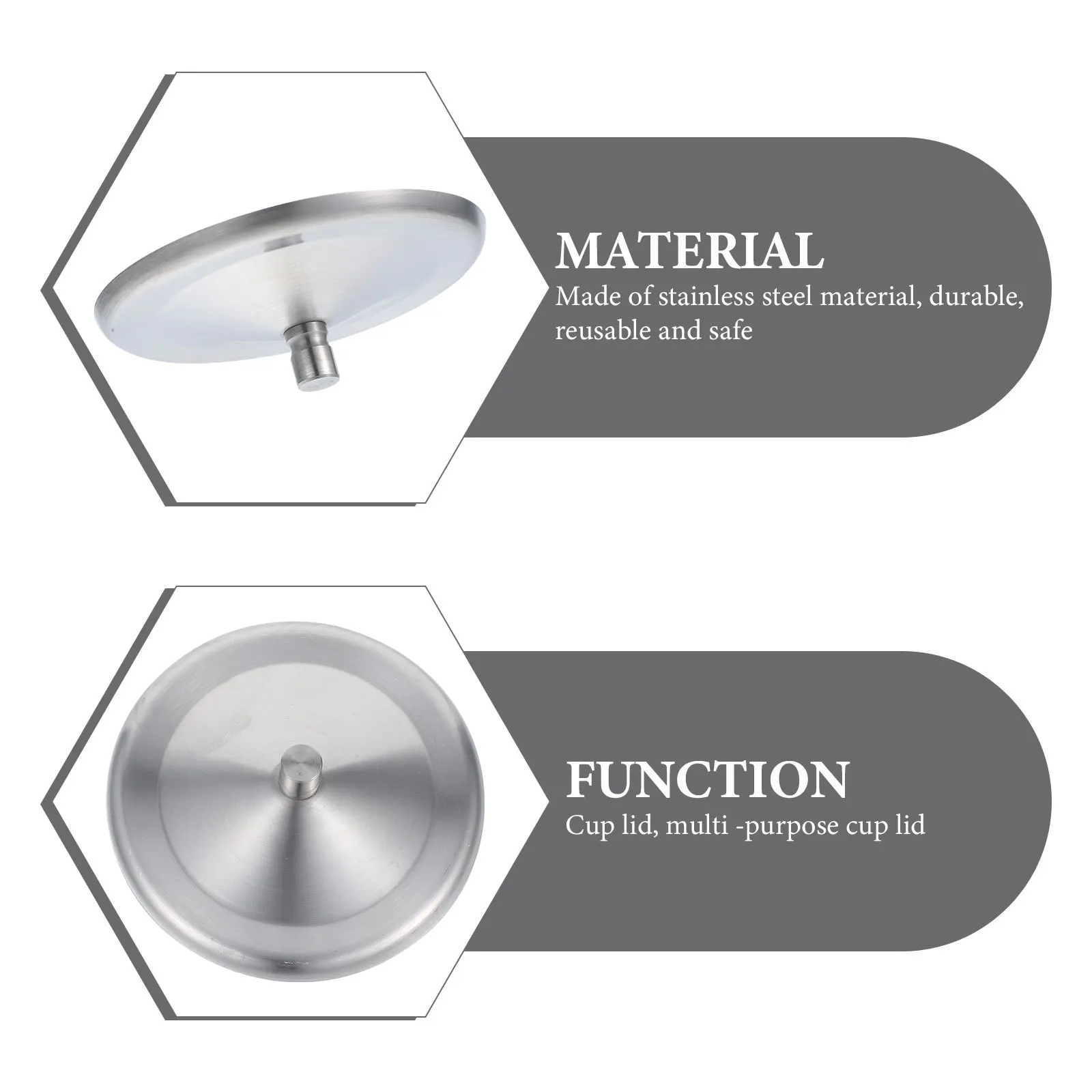 

5Pcs High Quality Stainless Steel Cup Lid Dustproof Practical Mug Cover Delicate Texture Round Handle Home Cup Cover