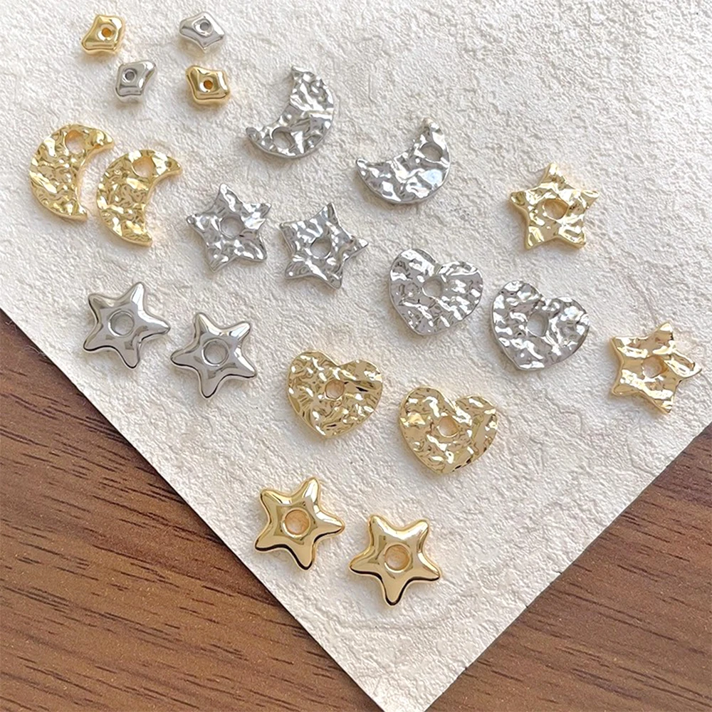Copper Plated with 18k Gold Irregular Concave Convex Surface with Large Holes and Spacer Beads DIY Jewelry Making Accessory