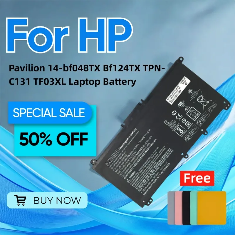 

Для HP Pavilion 14-bf048TX Bf124TX TPN-C131 TF03XL Аккумулятор для ноутбука Подарите коврик для мыши