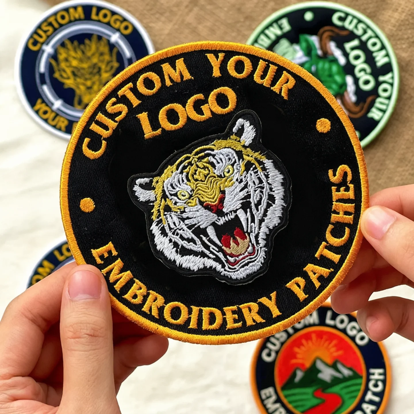 Custom Logo Embroidery Patch Round Iron On Sew On Personalized Badge Any Designs