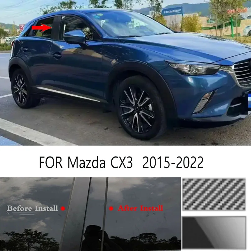 

For Mazda CX3 2015-2022 Glossy Black Window Door Column B C Pillar Post Cover Trim Auto Sticker Styling