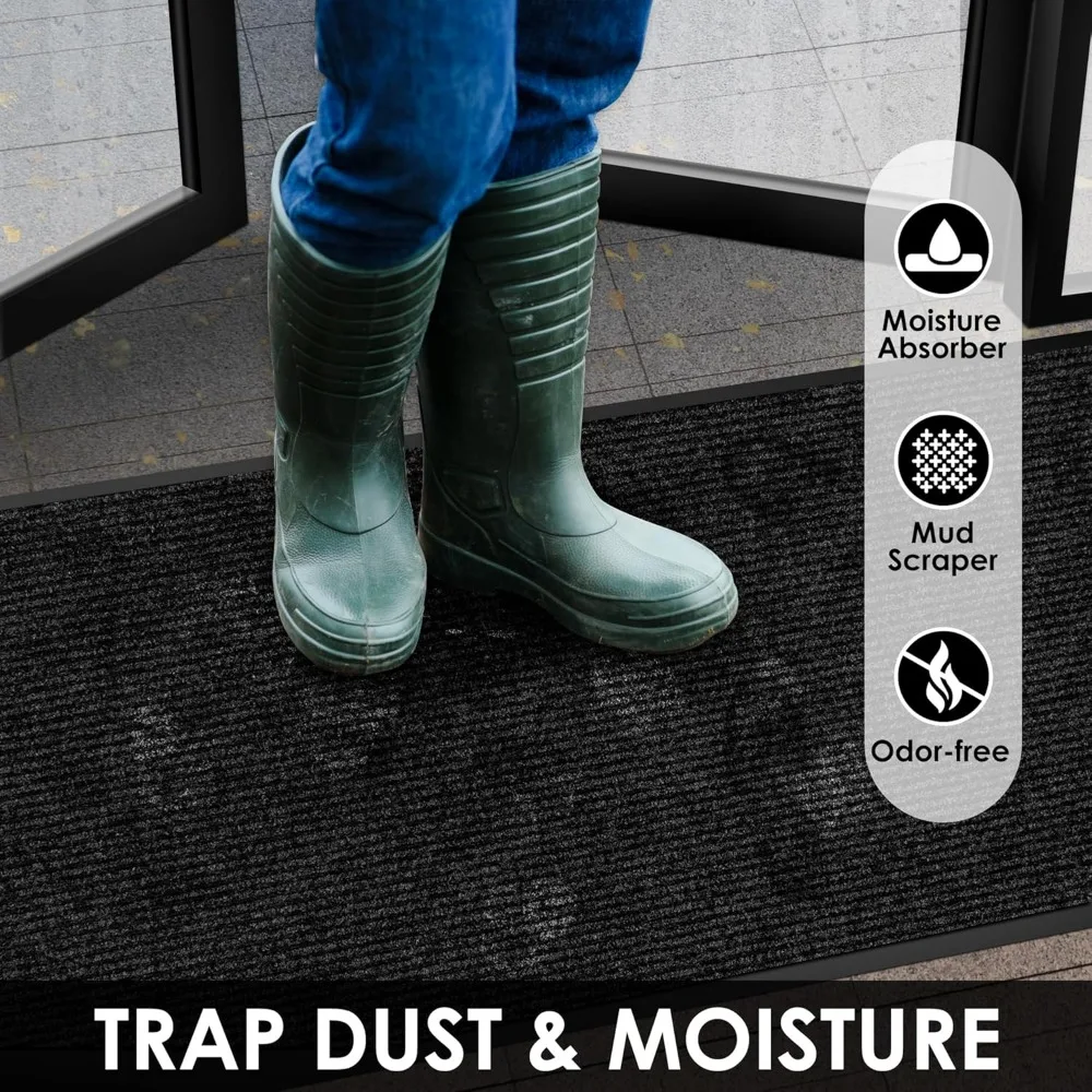 Tapete para puerta de entrada exterior resistente personalizable: 25x2 pies, trampa de suciedad de grado comercial para uso interior y exterior