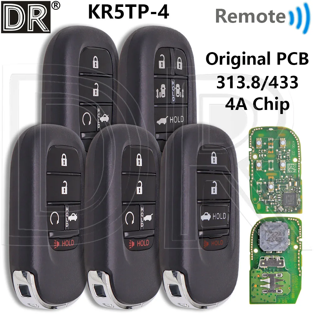 Great KR5TP-4 Original 4A PCB 313.8/433.9MHz Car Remote Control Samrt Key For Honda Civic CR-V Accord HRV FIT XRV ZRV Odyssey