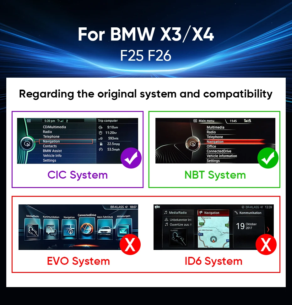 Ainavi Autoradio für BMW X3 F25 X4 F26 2011 2012 2013 2014 2015 2016 NBT Wireless Carplay Android Auto Multimedia IPS Bildschirm – Detail 1