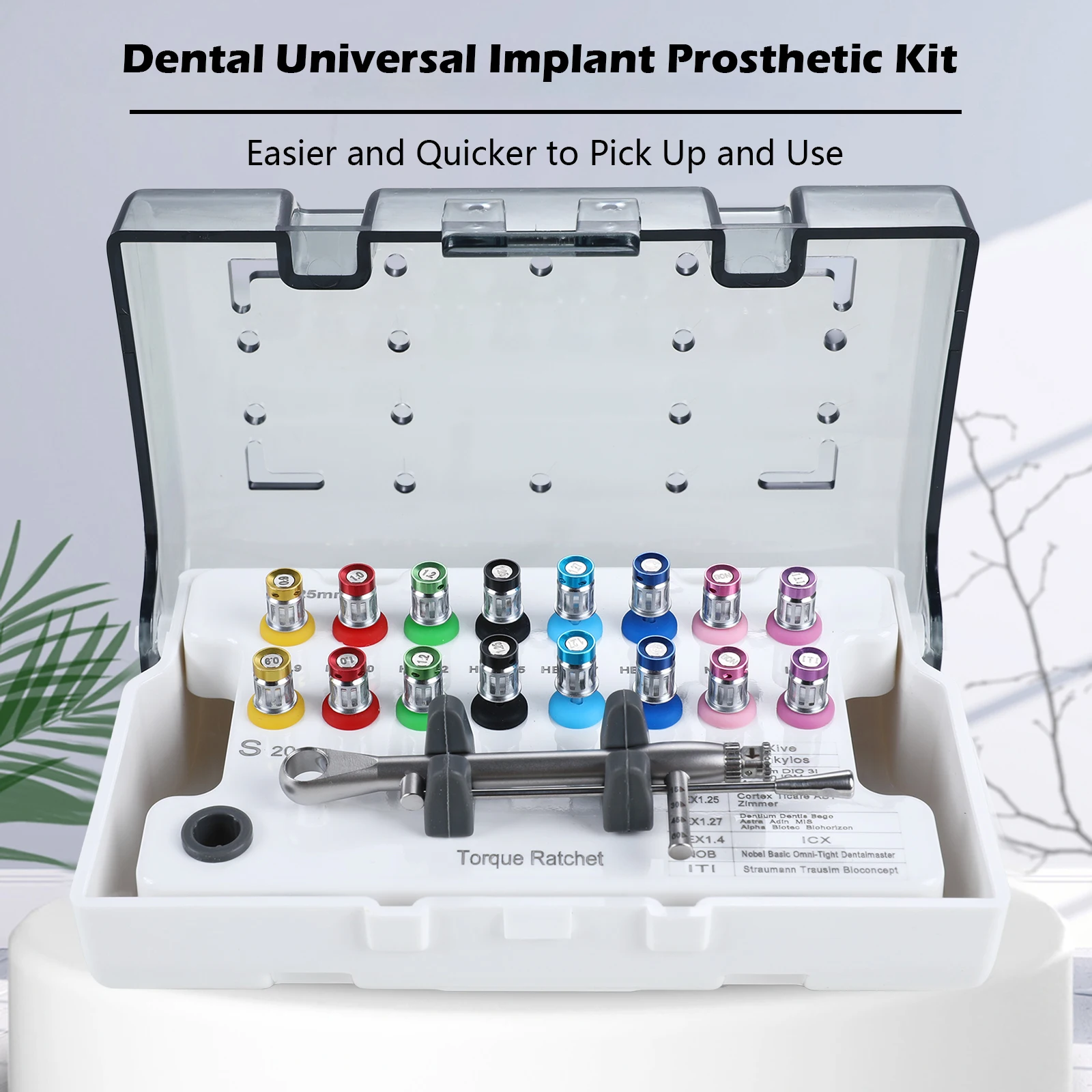 

Dental Implant Torque Screw Driver Wrench 15-70N.cm 16 Pcs Drivers Dentistry Universal Tools Kit Box