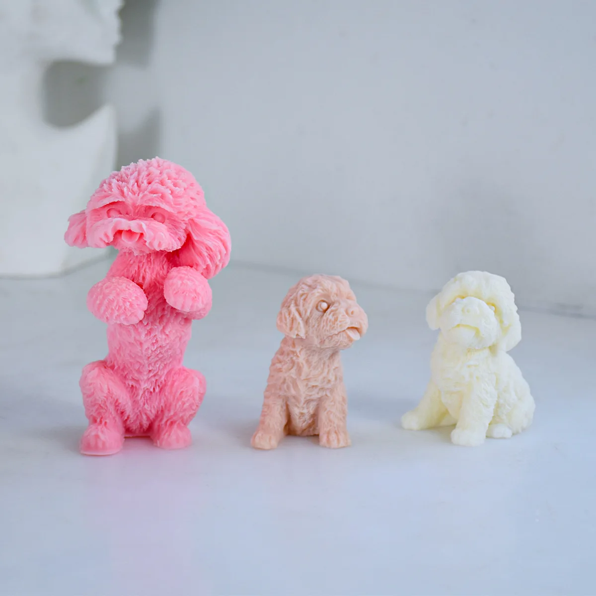 3D Poodle Teddy Dog Scented Candles Silicone Mould DIY Aromatherapy Candle Aroma Stone Making Tools Mold Pet Lover Home Decor