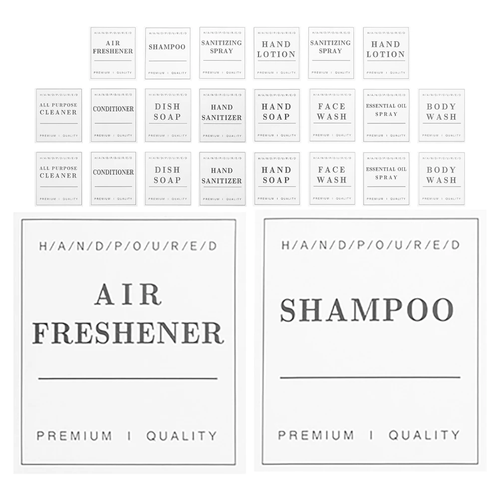 

2 Sets Bathroom Bottle Labels Waterproof Oilproof White Black Containers Hand Soap Dispenser PVC Self Adhesive Skincare Stickers