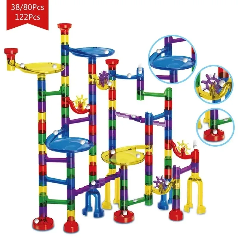 Track Pipe Building Blocks For Children Ball Circuit Marble Race Run Maze Balls Educational Toys Gift For Kids DIY Duploe Blocks