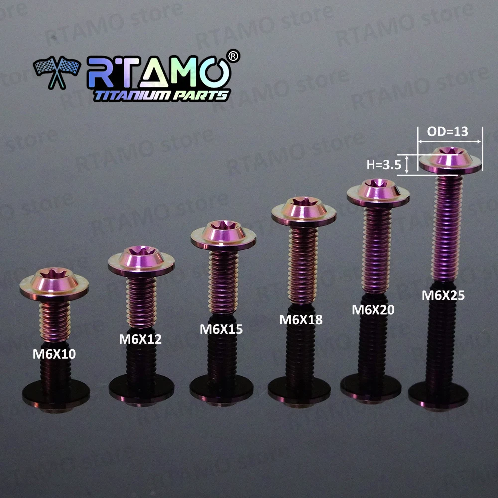 RTAMO Bout Titanium M6X10/12/15/18/20/25mm Torx Hoofd Fiets Motorfiets Modificatie Decoratie Schroef Ti Bevestigingsmiddel 1 stuk