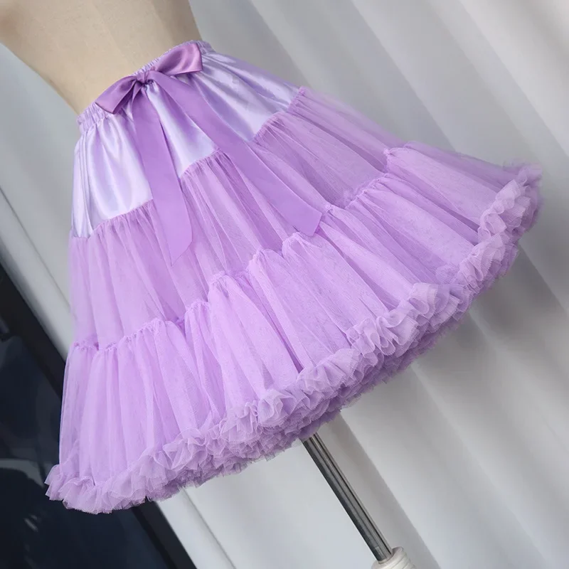 Women's 3-Layered Pleated Tulle Petticoat Tutu Skirt Puffy Ballet Party Underskirt for Girls