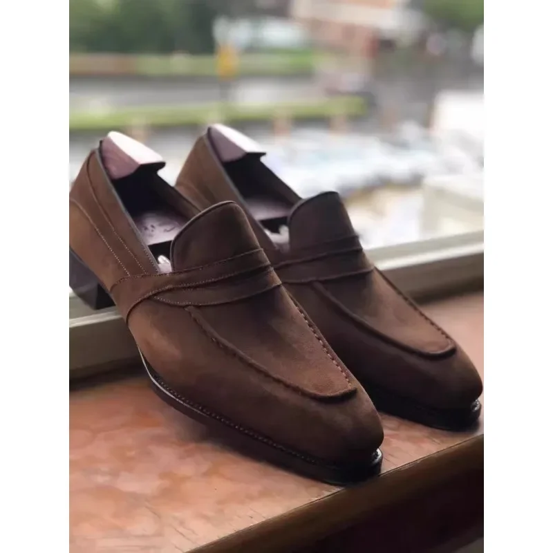 2024 Luxurious Handmade Design Loafer Shoes  Men Breathable Casual Fashion Trend Wedding High-Quality Cowhide Suede Leather