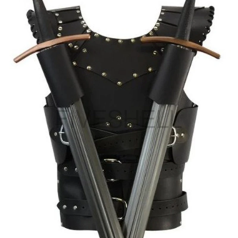 Medievale cavaliere vichingo Samurai Costume Cosplay armatura pettorale in pelle Larp Battle Gear accessorio pettorale Rivet Armours