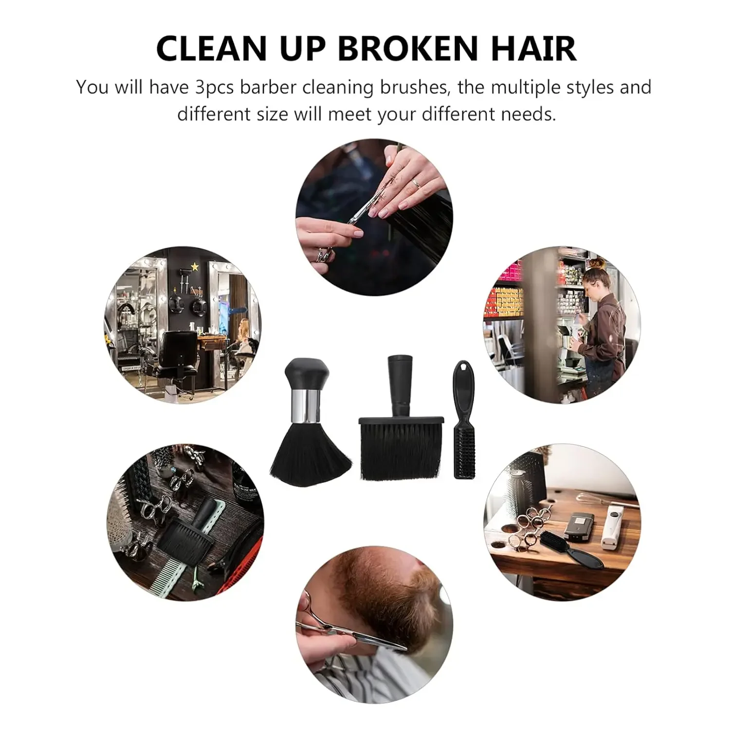2/3-piece neck dust collector hair cleaning brush for hairdressers neck dust collector Hairdresser Salon Blade Clean Brush Tool