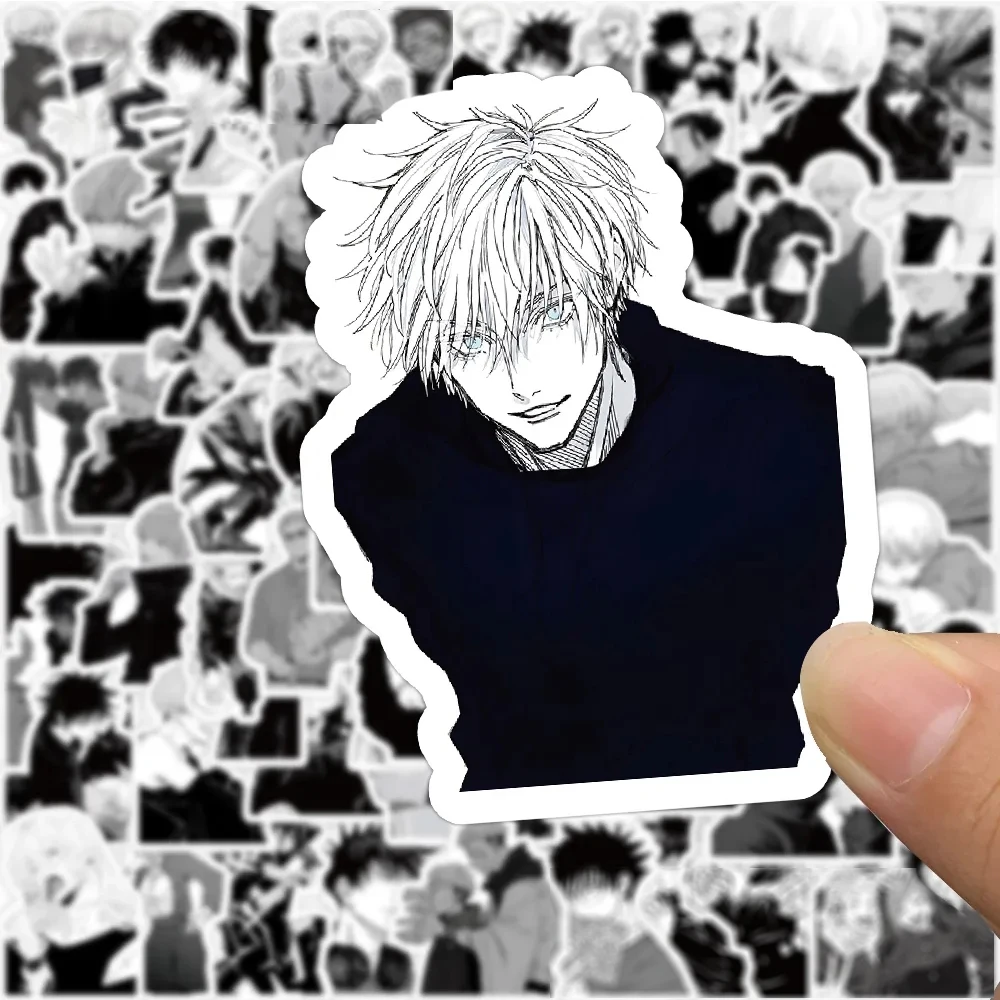 

10/30/50/100pcs Black White Jujutsu Kaisen Anime Stickers Cool Classic Manga Decal Motorcycle Luggage Helmet Cartoon Sticker Toy