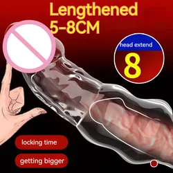 Penis Extension Sleeve Extender 5-8cm Reusable Condoms Soft Delay Ejaculation Penis Extender Dick Sleeve Adult Sex Toys for Men