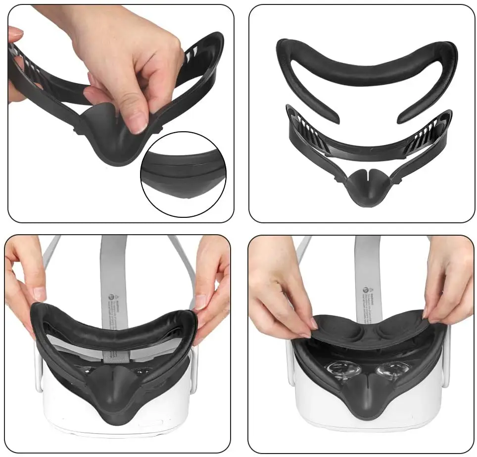 Penutup Masker Mata 6 In 1 untuk Oculus Quest 2 VR Headset Penahan Cahaya Kulit PU Bantalan Penutup Mata Wajah untuk Oculus Quest 2 Aksesori