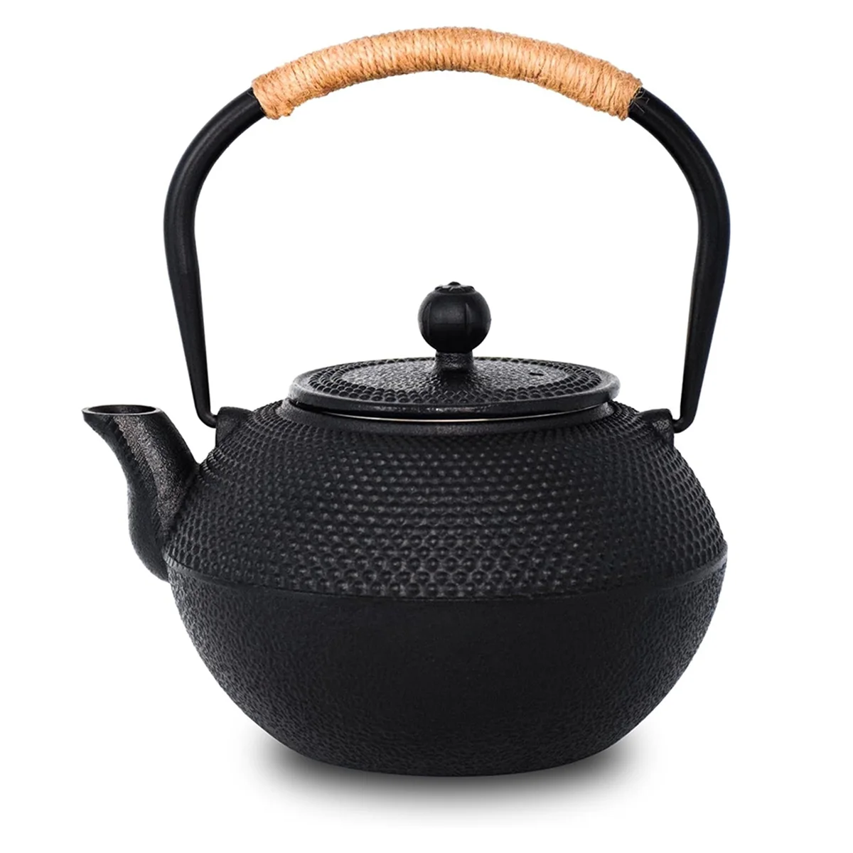 Cast Iron Tea Pot - Twine Handle Teapot Kettle with Infuser and Enameled Interior for Stove Top, 1.2L/40 Oz