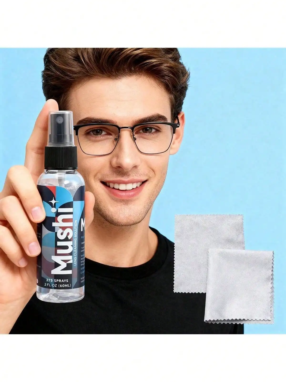 Spray limpiador de gafas + paño limpiador de gafas, agente antivaho para gafas, limpiador de gafas, limpiador de lentes de vidrio