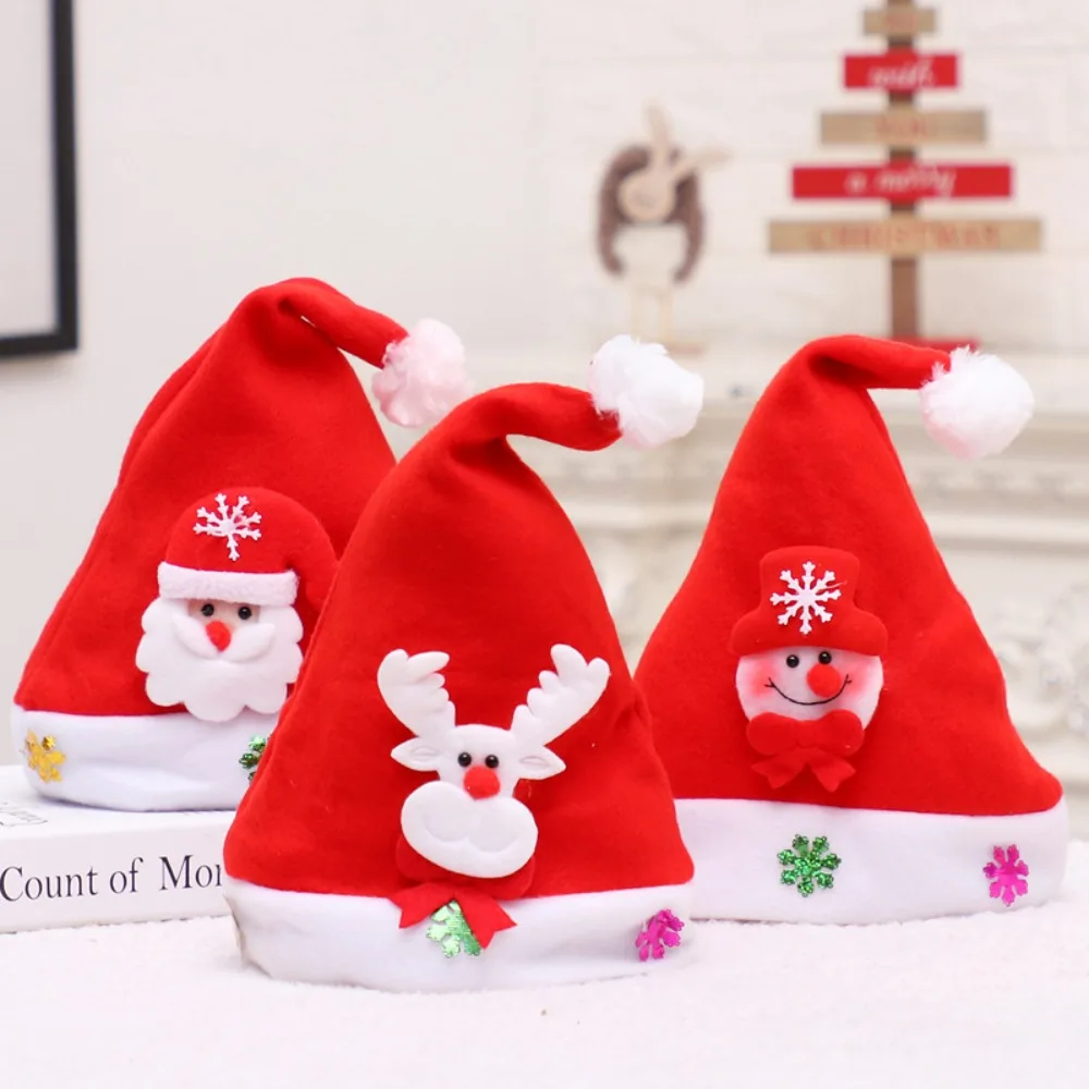 Christmas LED Hat New Year Cute Kids Adults Cap Navidad Children Girl Hat New Year Costume Santa Claus Xmas Winter Gift Decor