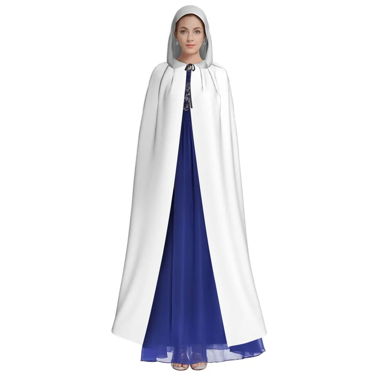 White Swiss Shepherd White German Shepherd Long Hooded Cloak Witch Medieval Costume Cosplay Cape HalloweenCoat Adult Unisex - view 4