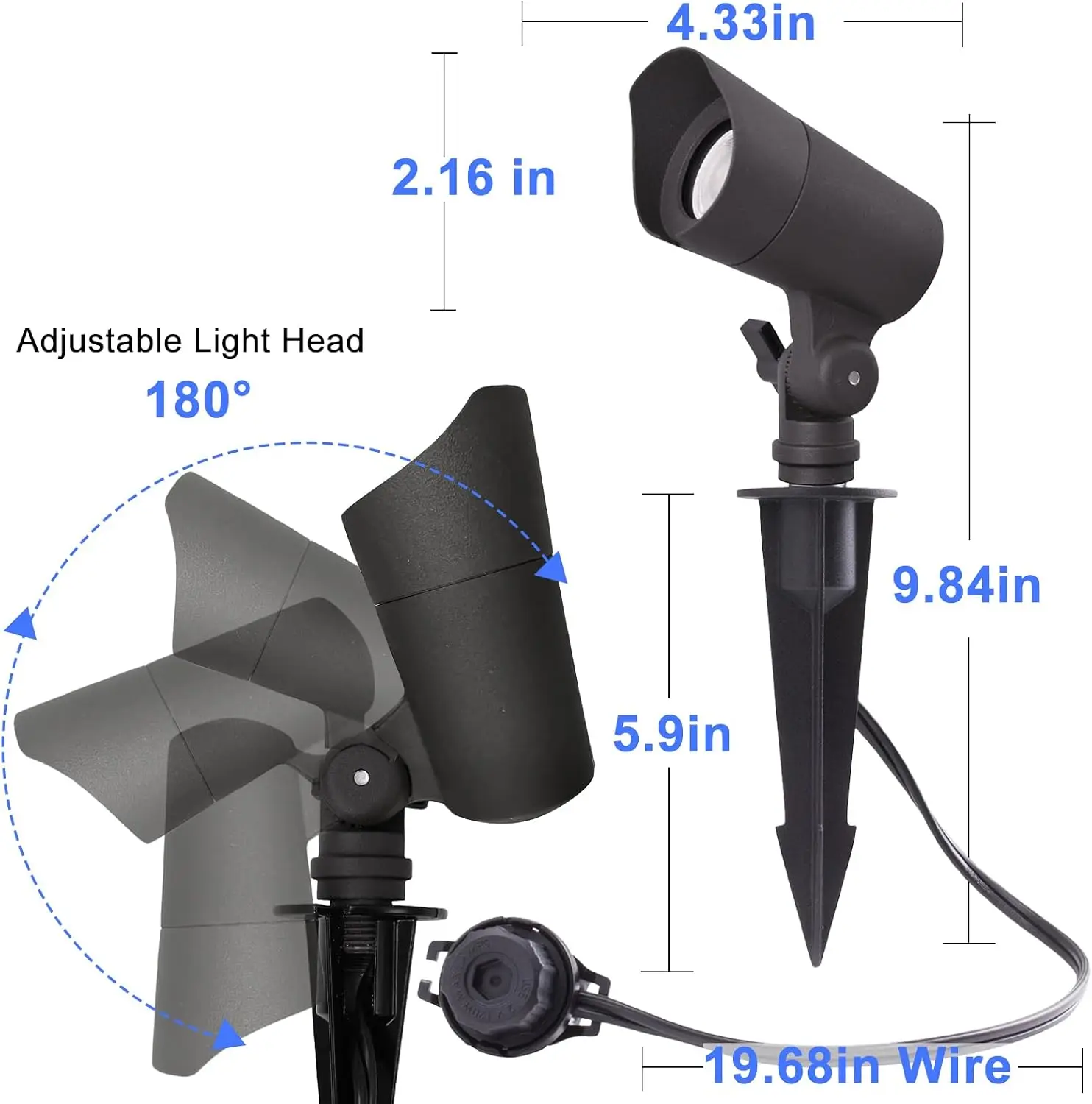 Low Voltage 12V LED Landscape Lights Warm White 3000K 4W 175LM Outdoor Waterproof Garden Pathway Spotlights Spike Stand 6 Pack C view 3