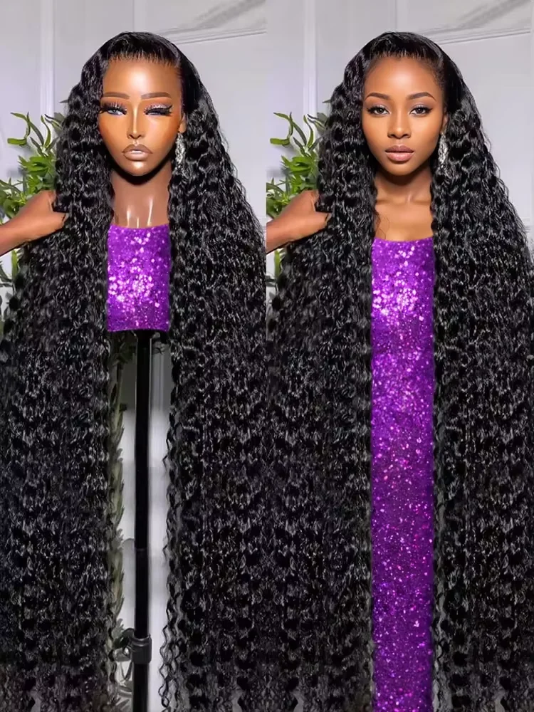 250% Density 30 32 inch 13x6 HD Lace Front Wigs Human Hair Deep Wave 13x4 Frontal Wigs Women Burmese Curly Glueless Closure Wigs image 2