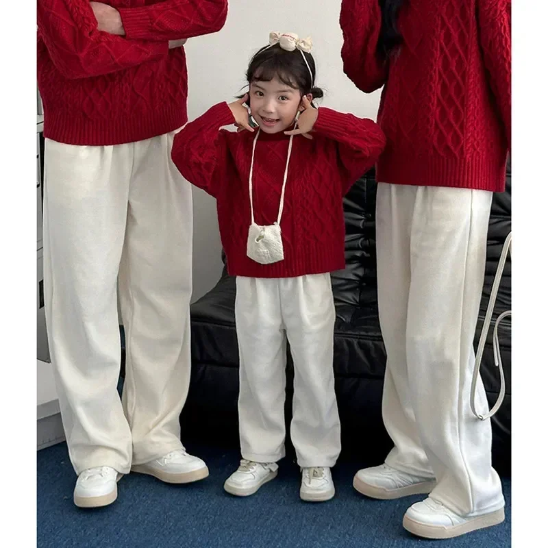 Winter Family Warm Corduroy Trouser Fashion Parent-child Matching Same Thick Pants Korean Father Mother and Son Daughter Clothes image 5