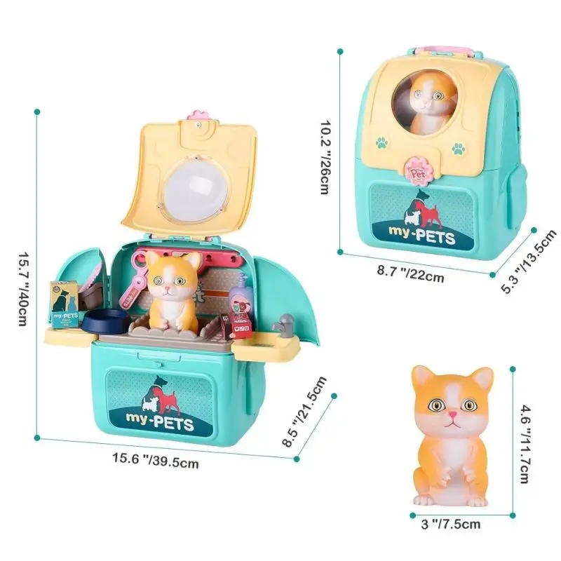 Pet Care Play Set Kit per la toelettatura del cane con zaino Doctor Set Vet Kit giocattolo educativo gioco di imitazione per i più piccoli bambini