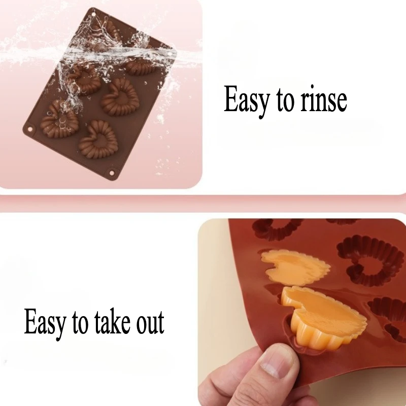 Heart-shaped Silicone Chocolate Molds DIY Baking Mold 6 Hole Ice Grid Molds Mousse Soft Candy Kitchen Tools
