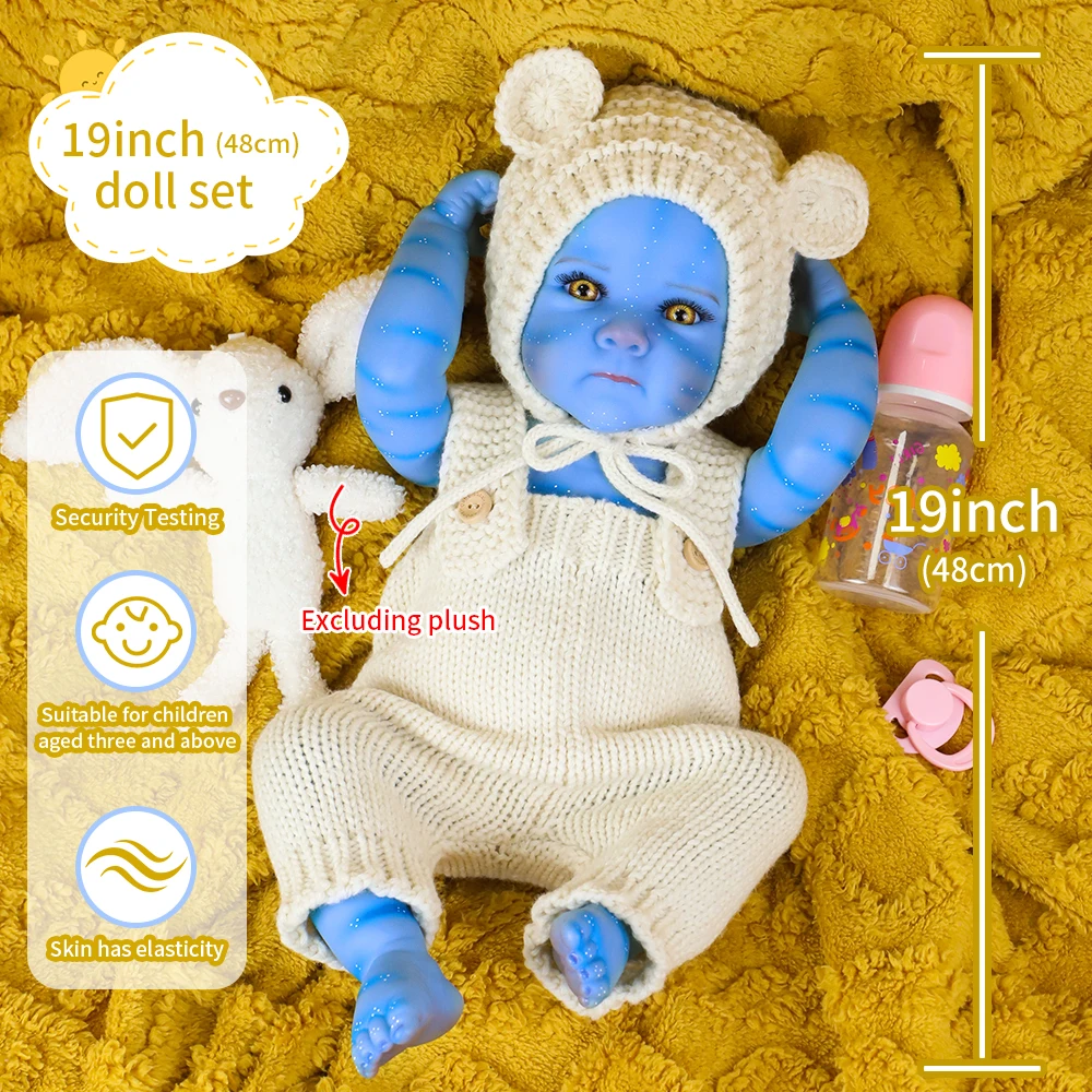 

19inch Avatar Bettie Reborn Baby Dolls Full Body Silicone Viny Girl Lifelike Painted Hair Bebe Reborn Toy Kid Christmas Gifts