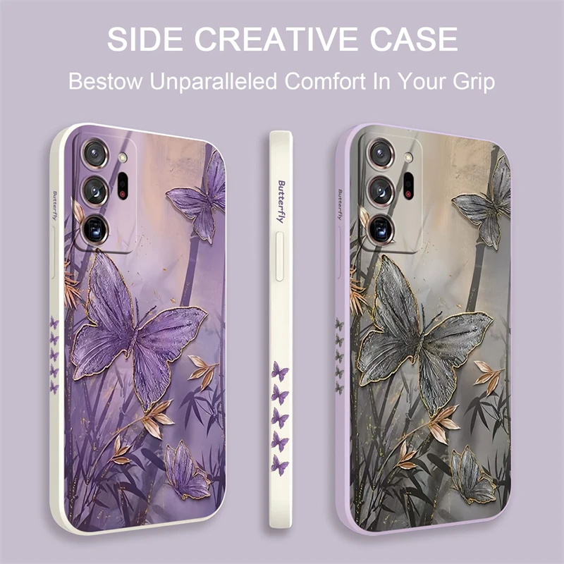 Fine Purple Butterfly Phone Case For Samsung Galaxy Note 10 Lite Plus 20 Ultra 8 Pro Silicone Shockproof Bumper Back Soft Cover