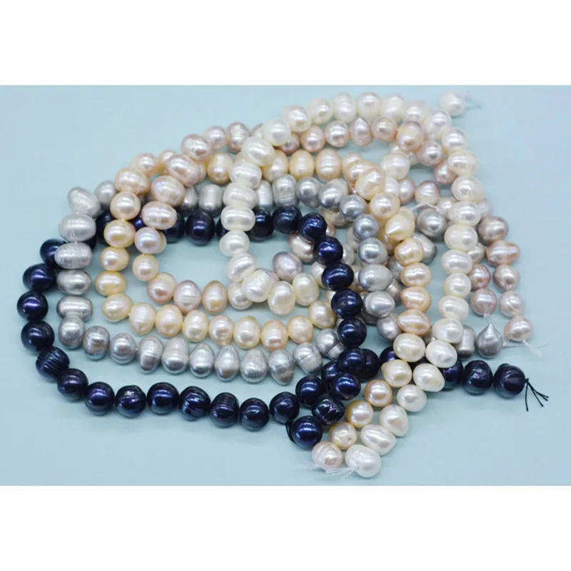 2shares (83PCS) 9-10MM Natural  Pearl Beaded Potato Shape Punch Loose Beads for Make Jewelry DIY Necklace Accessories 15