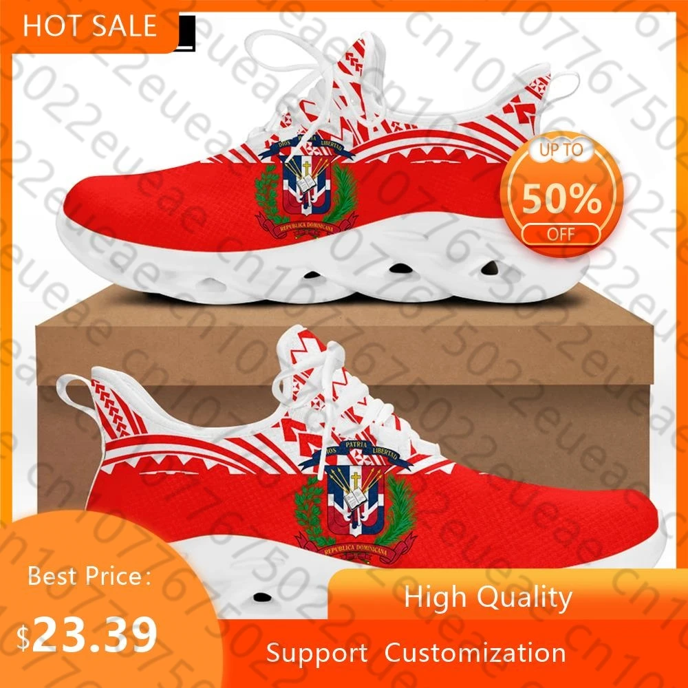 HYCOOL New Type Dominican Flag With Polynesian Design Unisex Comfort Sport Shoes Outdoor Running Air Mesh Footwear Plus Size