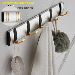 Dual Use Non Punching Foldable Clothes Hanger Wall Mounted Door Back Fitting Room Wall Foyer Clothes Hat Rack Thickened Hook