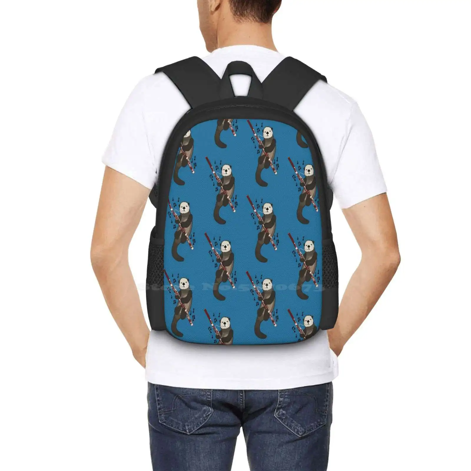 Bassoon-mochila para hombre y mujer, bolsa de nutria marina, para adolescentes