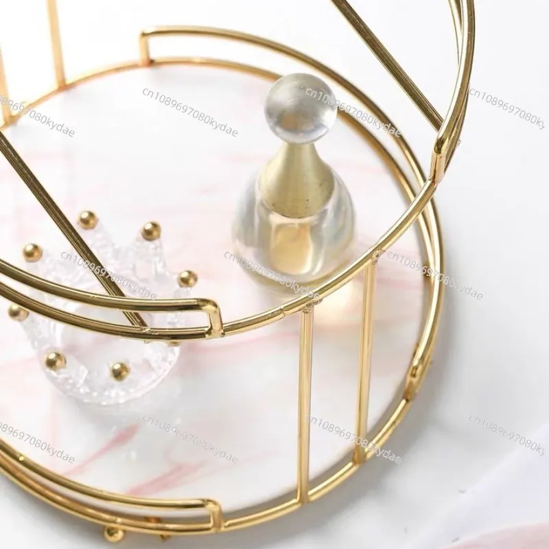 Nordic Double-deck Jewelry Tray Cosmetics Storage Tray Creative Dressing Table Luxury Tray Desktop Racks Princess Finishing Rack