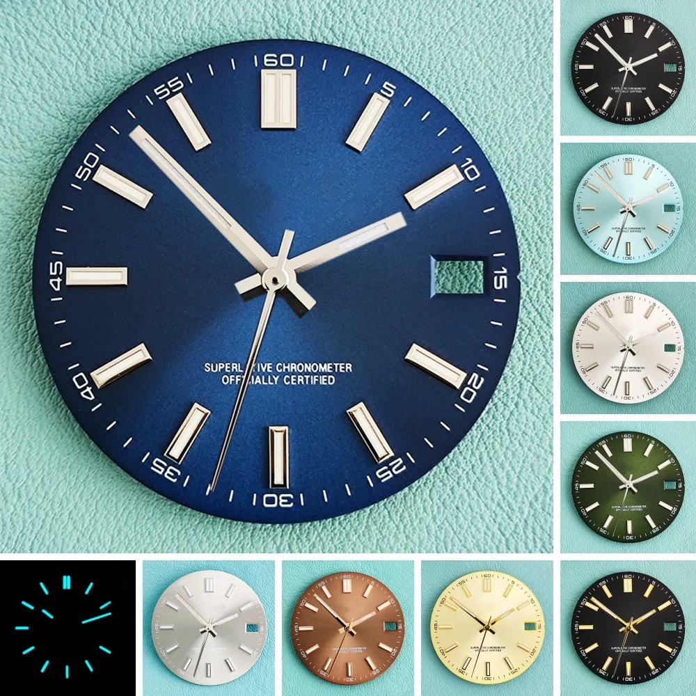 

Popular 28.5mm ice blue night light NH35 S dial custom logo custom couple logo, finished watch