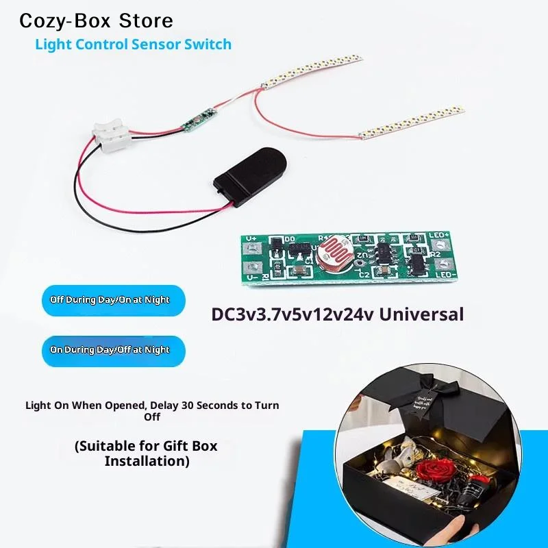 [ZY]8mm Mini Light Sensor Switch Automatically On Light Switch Sensor Photocell Street Lights Switch DC 3V 3.7 V 5V 12V 24V[ZY]
